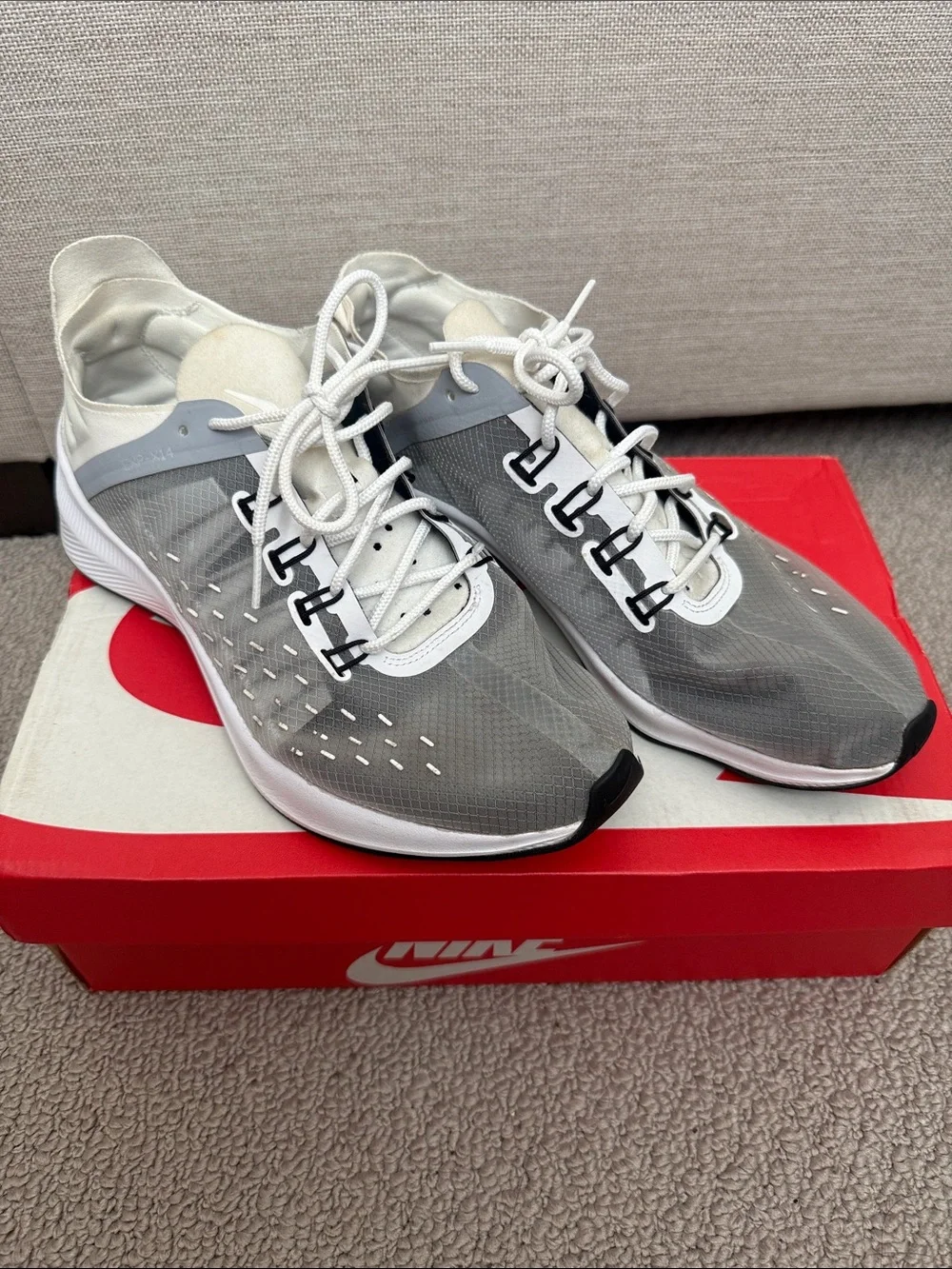 Nike EXP-X14 (GS) White/Wolf Grey-Black Sneakers - Size: 7Y